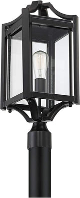 Franklin Iron Works Rockford Collection Rustic Farmhouse Outdoor Post Light Fixture Black Iron 20 1/4" Clear | Lumora