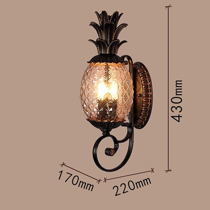 European Style Pine Wall Lamp,E14*3 Retro Crystal s Sconce, Outdoor Waterproof Mount,Exterior Light Fixtures for Porch,Garage,Front Doo Villa Garden Balcony
