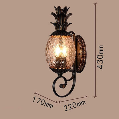 European Style Pine Wall Lamp,E14*3 Retro Crystal s Sconce, Outdoor Waterproof Mount,Exterior Light Fixtures for Porch,Garage,Front Doo Villa Garden Balcony