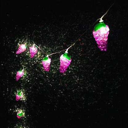 Fruit String Lights Battery Powered Indoor Outdoor Lighting Lamp Strawberry/Grape/Watermelon/Lemon/Banana for Wedding Home Birthday Garden Yard Patio Party Decorations (Grape)