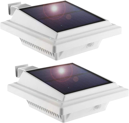 KEENZO Solar Powered Gutter Lights Waterproof Outdoor Dusk to Dawn 25 LED Deck Fence Wall Stair Step and Yard Cool/Warm White LED Eaves Garden Landscape Pathway (Warm White Light_2 PCS, White)