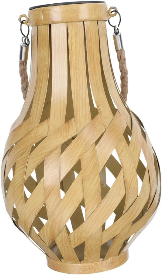 YARNOW Solar Bamboo Weaving Lantern Light for Outdoor Garden Decor Creative Handmade Hanging Lamp for Patios and Cafes Modern Minimalist Design for Festivals and Landscaping