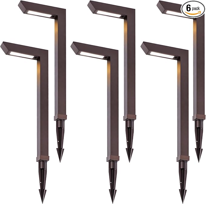 Energetic 3CCT Low Voltage Landscape Lights, 5W 200LM IP65 Waterproof LED Pathway Lights, 50000 Hrs, Outdoor Landscape Lighting, Square Modern Side Lit, Die-cast Aluminum Housing, ETL Listed, 6 Pack