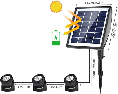 Solar Lights, Garden Outdoor Proof Water, LED Solar Pathway Lights with 3 Adjustable Heads, Stake Included, 2200mAh Battery, for Landscape, Yard, Pool, Walkway (Warm White, (Warm White)