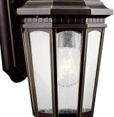 Kichler Courtyard 11" 1 Light Outdoor Wall Light with Clear Seeded Glass in Rubbed Bronze | Lumora
