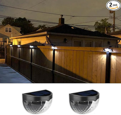 Outdoor Solar Step Lights for Stairs, Solar Fence Lights Waterproof LED Lighting, Yard Patio Pathway Pool Courtyard (Cool White Black, 2 Pack)