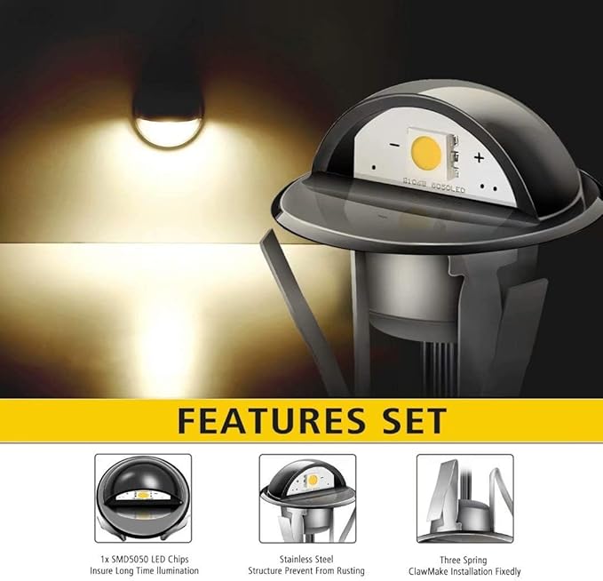 LED Step Lights Low Voltage IP65 Waterproof Recessed LED Deck Lighting,Half Moon F1.38 Yard Garden Patio Step Landscape Pathway Decor Lamps(10pcs/Warm White)