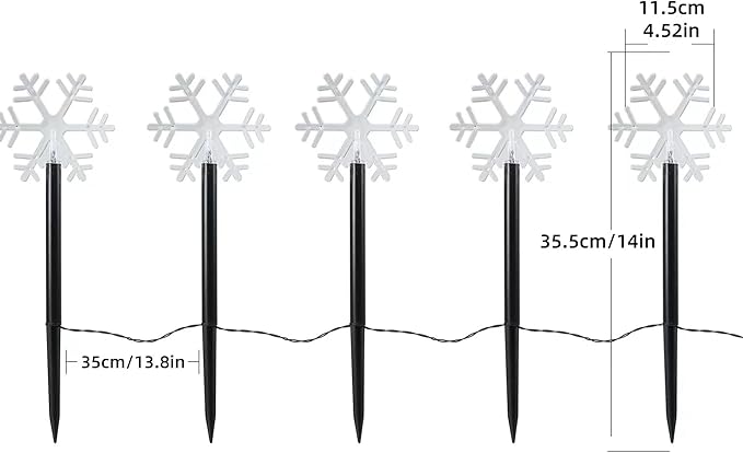 FUCHSUN 5 Pack Solar Garden Lights Outdoor, Pathway Backyard Walkway Lights Solar Powered Waterproof, LED Yard Decorative for Patio Path Landscape Outside (Snowflakes)