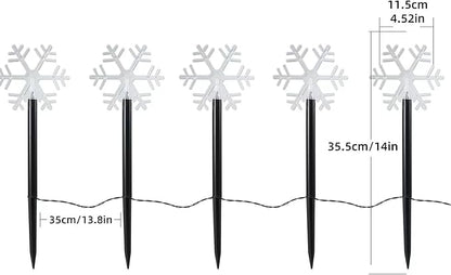 FUCHSUN 5 Pack Solar Garden Lights Outdoor, Pathway Backyard Walkway Lights Solar Powered Waterproof, LED Yard Decorative for Patio Path Landscape Outside (Snowflakes)