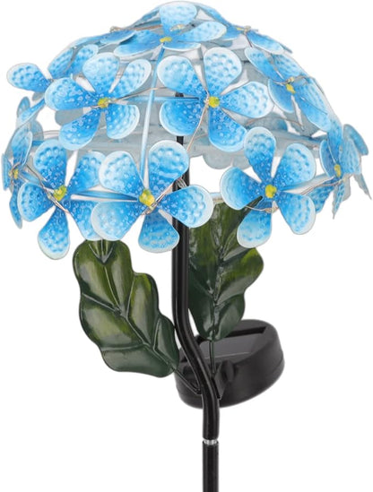 Solar Hydrangea Light, 26 LEDs Lifelike Iron Flower Stake Lamp for Garden Porch Lawn, Outdoor Solar Powered Hydrangea Decorative Lighting for Yard and Garden(Blue)