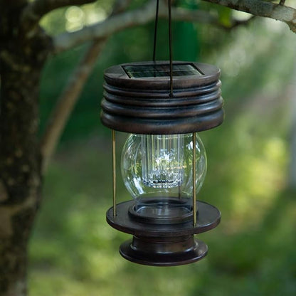 Hanging Solar Lights Outdoor - Solar Powered Waterproof Landscape Christmas Lanterns with Retro Design for Patio, Yard, Garden and Pathway Decoration (Warm Light) (1, 8.3")
