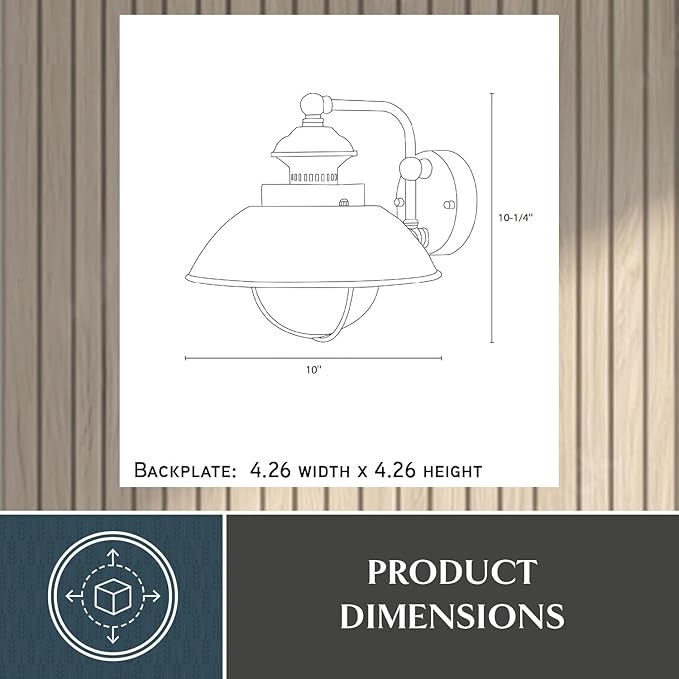 VAXCEL Harwich 10.25 in. H 1-Light Burnished Bronze Coastal Outdoor Wall Sconce Made of Durable Steel, Clear Seeded Glass Shade, LED Compatible, Use for Exterior Porch Patio Front Door or Garage