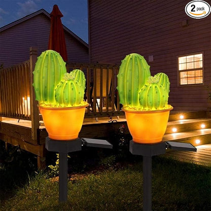 chislim Solar Lights Outdoor Decorative,Creative Cactus Pineapple Stake Waterproof Landscape Lights,Landscape Lighting for Garden Patio Lawn Yard (Cactus B-2 Pack)