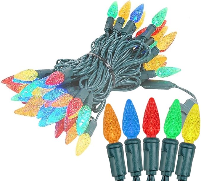 Novelty Lights 24FT 70 LED C6 LED Christmas String Lights, Outdoor/Indoor Multicolor LED String Lights, Permanent | Lumora