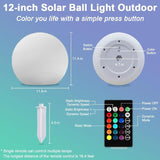 12-in Solar Garden Globe Light Outdoor, Solar Glowing Ball Light w/Remote, 16 RGB Color Changing Waterproof Large | Lumora