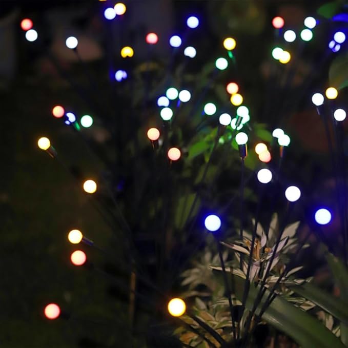 4 Pack Solar Firefly Garden Lights - Upgraded 10 LED, Swaying, Pathway & Yard Decorations (4 Pack Colored Firefly Lamp)