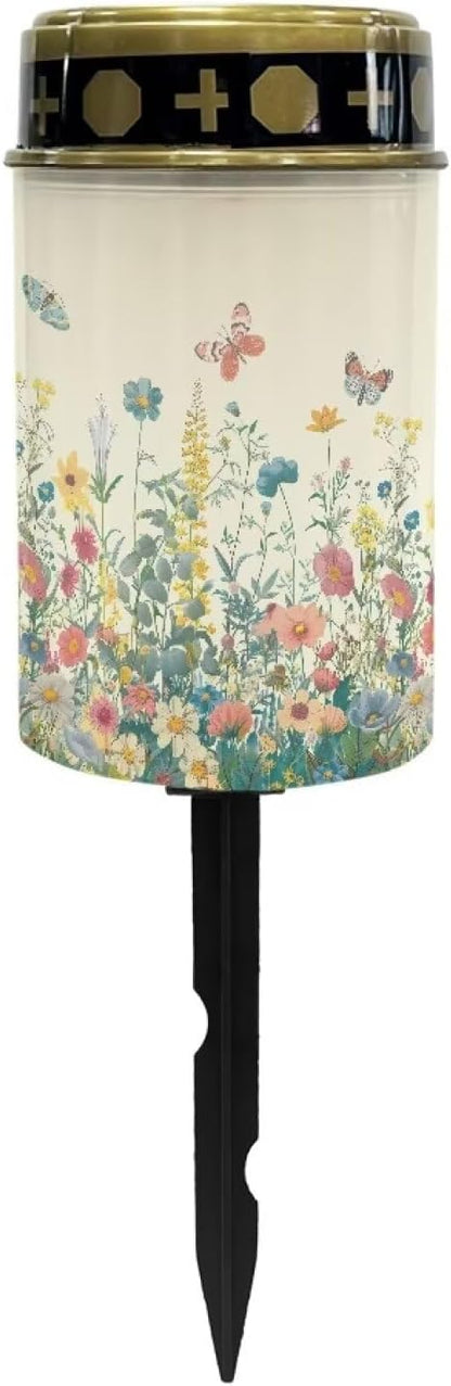 Butterfly Cemetery Solar Lights Solar Lights Outdoor Floral Waterproof Lights Cemetery for Yard Garden Solar Lights Outdoor Cemetery Decorative Eternal Lights for Cemetery Solar Powered