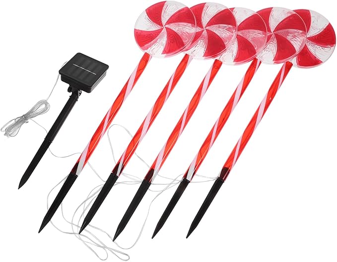 1set Solar Powered Candy Cane Pathway Lights Lollipop Design for Outdoor Christmas Decoration Charming Solar | Lumora