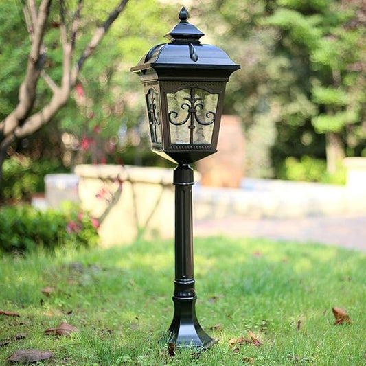 Lights Outdoor Anti-Rust Mini Street Light Garden Lamp European Victorian Aluminum Glass Outdoor Lawn Lamp Home Waterproof Villa Garden Lawn Lamp Yard Terrace Column Lantern E27 Edison Stadium