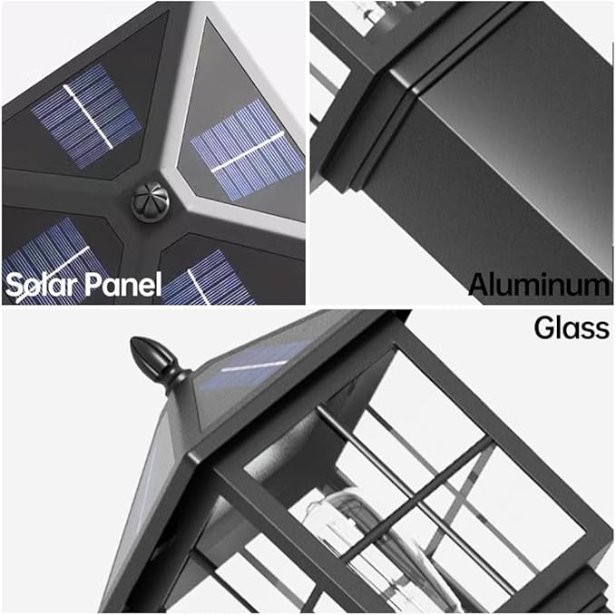 Solar Square Landscape Lights 23.6" Outdoor Solar Pathway Light Glass Bollard Lantern Auto On/Off Solar Garden Floor Lamp 3-Color Waterproof Solar Path Light For Lawn Courtyard Walkway Driveway