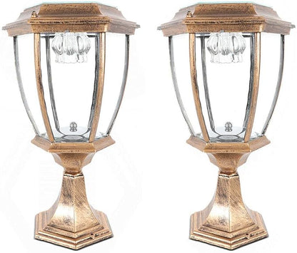 TBVECHI Solar Powered Outdoor Pillar Light Solar Landscape Pathway LED Lights Solar Post Light Waterproof Lantern Lamp for Fence Deck (Bronze x 2)