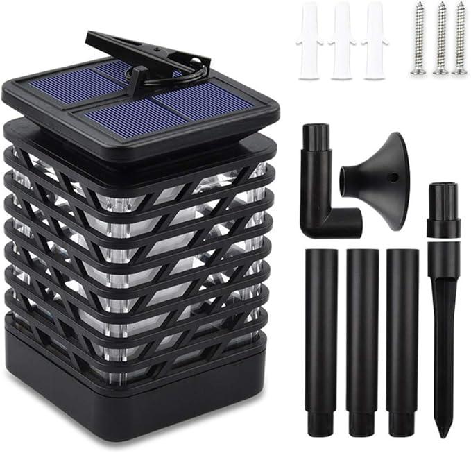 Ulalaza 1Pc Solar Outdoor Lights 12 LED Flickering Flames Torch Light Waterproof Landscape Ligh Auto On/Off Path Lights