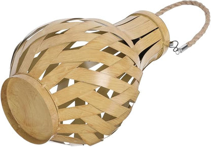 YARNOW Solar Bamboo Weaving Lantern Light for Outdoor Garden Decor Creative Handmade Hanging Lamp for Patios and Cafes Modern Minimalist Design for Festivals and Landscaping