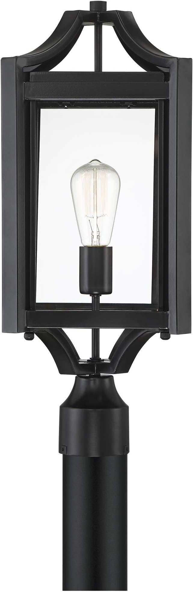 Franklin Iron Works Rockford Collection Rustic Farmhouse Outdoor Post Light Fixture Black Iron 20 1/4" Clear | Lumora
