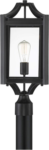 Franklin Iron Works Rockford Collection Rustic Farmhouse Outdoor Post Light Fixture Black Iron 20 1/4" Clear | Lumora