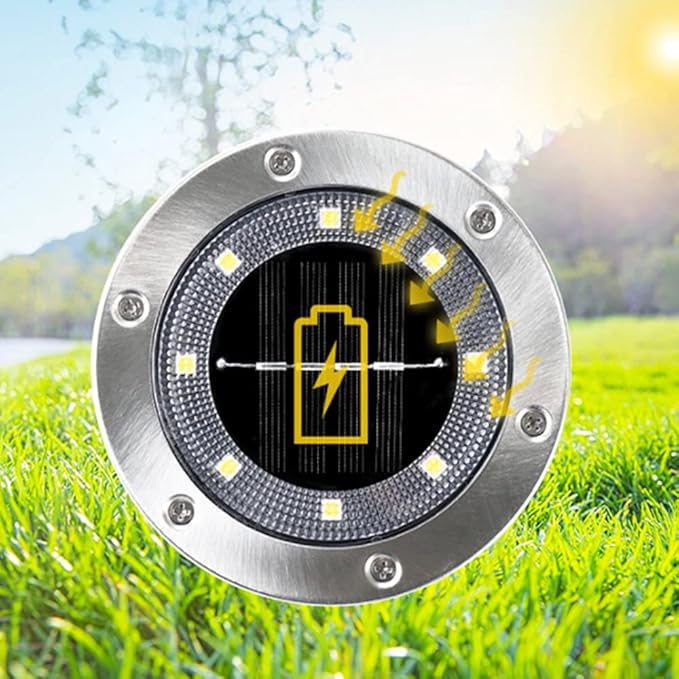 SagaSave 1 Pcs Solar Light with 8 LED Light Beads Outdoor Waterproof Garden Light Pathway Disk Bright in Ground | Lumora