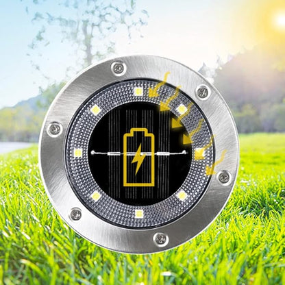 SagaSave 1 Pcs Solar Light with 8 LED Light Beads Outdoor Waterproof Garden Light Pathway Disk Bright in Ground Landscape Lighting for Lawn Patio Yard Steps Deck Walkway (Cool Light)