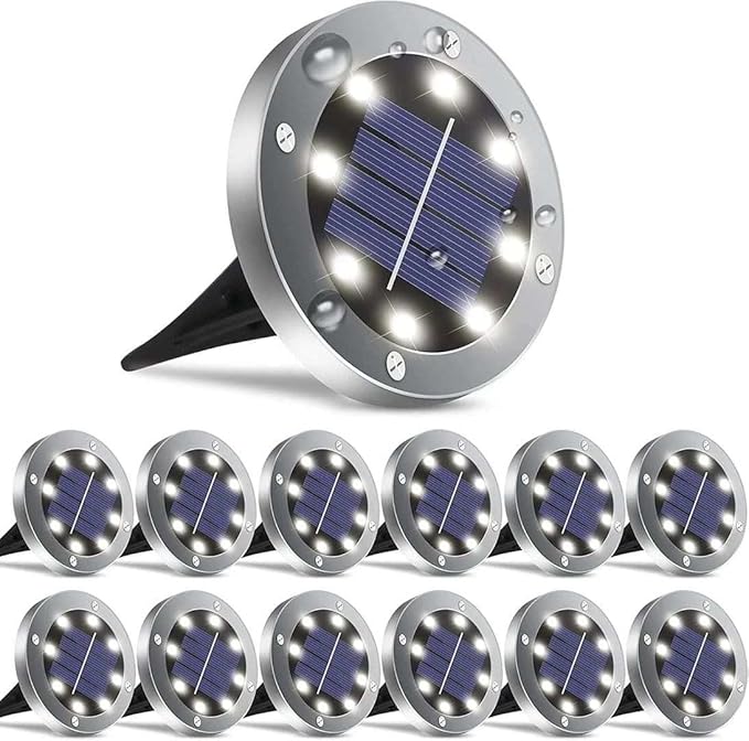 Generic 12 Pack Gardern Solar Ground Deck/Pathway/Ground Light, Black | Lumora