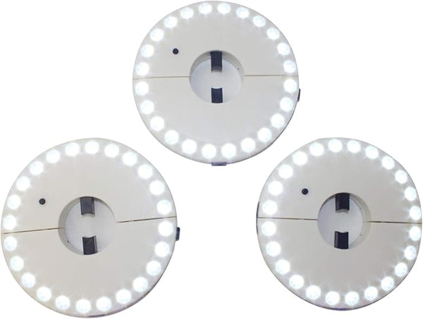 EcoGecko 3-Pack Round White LED Lights, 7-Inch Diameter, Fits 1-1.6 Inch Pole, Battery - Umbrella Accent Light | Lumora