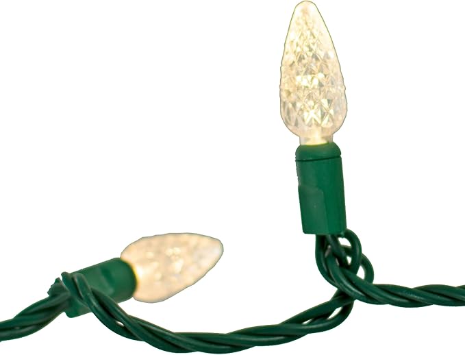EST. LEE DISPLAY L D 1902 35FT LED Christmas String Lights C6 Warm White Steady 70 Bulbs UL Listed Outdoor Waterproof Green Wire Cords