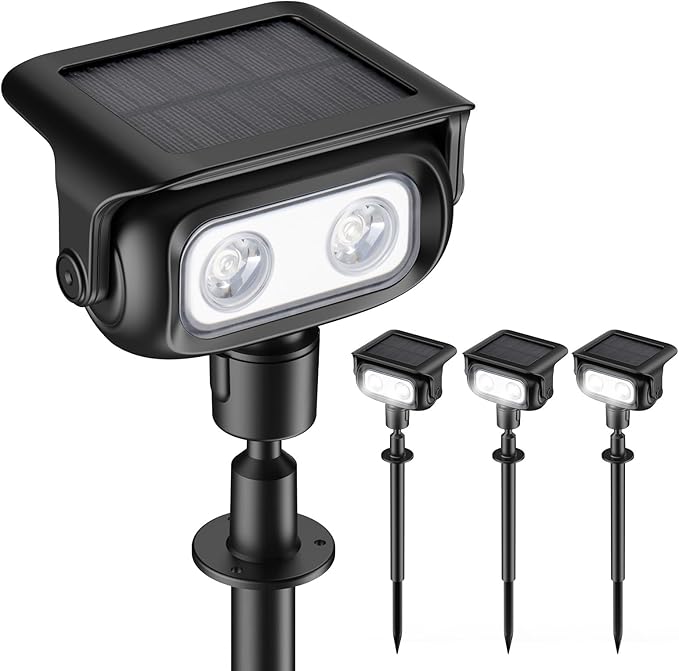 Solar Lights Outdoor, Motion Sensor Outdoor Solar Spotlights Waterproof, Outside Wall Lights, Outdoor Lights Solar Powered for Garden/Patio/Yard/Lawn/Backyard, Cold Light, 4 Packs