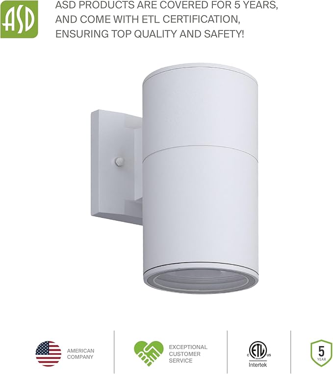 ASD 1 Light Outdoor Wall Light Fixture | 60W E26 Bulb Socket 120V ETL Cylinder Up Down Lights | | Lumora