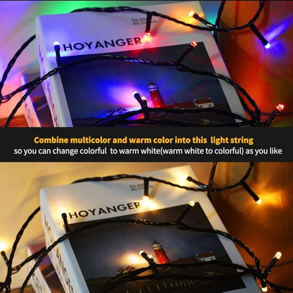 Chuya 300LED Dual Color Changing Christmas Tree Lights,Warm White to Multi Color,End-to-End Plug 9 Modes,105ft Outdoor Indoor String Lights for Christmas Holidays Party Wedding Decoration (Pack of 2)