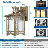 Bronze Outdoor Motion Sensor Lights - Dusk to Dawn Lighting Fixture for Outside House Exterior - Wall Mount Porch Lantern with Yard Front Motion Detector - Garage Patio Anti-Rust Light