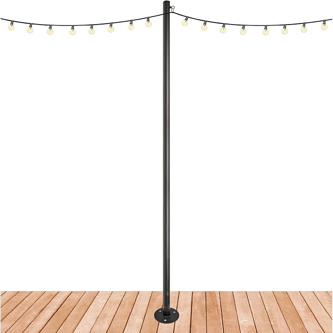 Premium String Light Pole - 1 Pack - Extends to 10 Feet - Deck Mount (Wood/Concrete) - Outdoor Path Light | Lumora