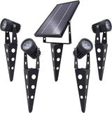 4-Spotlight Mini 50X Solar-Powered LED Spotlight (Cool White LED), Black Finish, Outdoor Garden Yard Landscape | Lumora