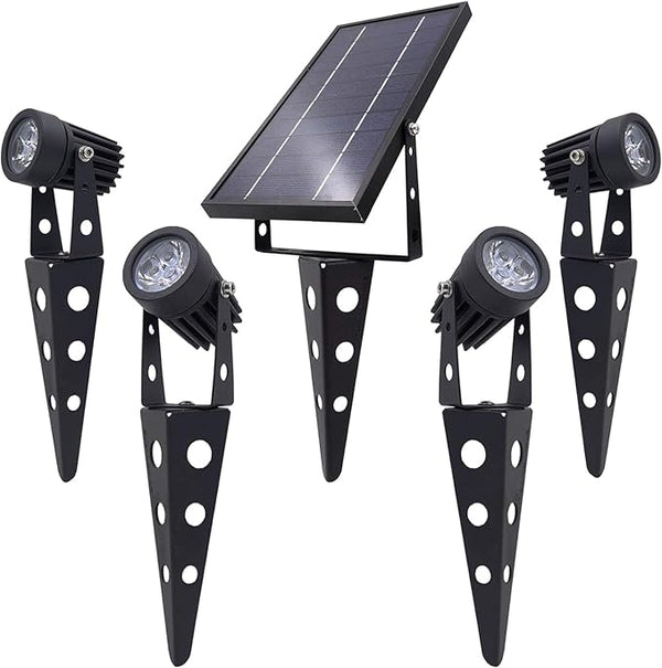 4-Spotlight Mini 50X Solar-Powered LED Spotlight (Cool White LED), Black Finish, Outdoor Garden Yard Landscape | Lumora