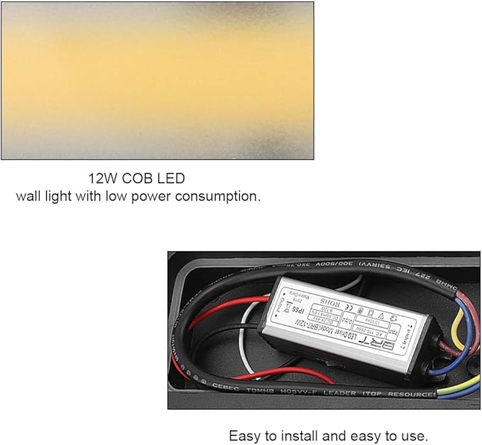 12W LED Wall Lamp Outdoor Square COB Balcony Lighting for Homes Bars Cafes Porches Aluminum Alloy Black | Lumora