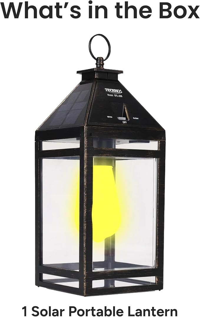 TECHKO STL-228 STL-228-1 Outdoor Solar Lantern, Edison Bulb
