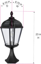 Gama Sonic Outdoor Solar Post Light with Pier Base, Black Aluminum and Beveled Glass, Royal Bulb 150 Lumens Warm | Lumora