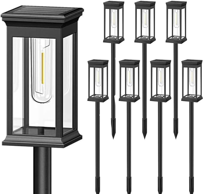 Outdoor Solar Garden Stake Light, Solar Lights Outdoor Pathway, Bright Garden Lights with Metal Stakes Design for Outside Path Walkway Driveway Sidewalk Lawn Yard Flower Bed(1pc)