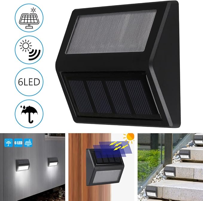 Solar Lights Outdoor, Waterproof Solar Powered Deck Step Lights for Patio Garden Backyard Garage Driveway Pathway Outside Wall Lighting (Warm White/10 Pack)