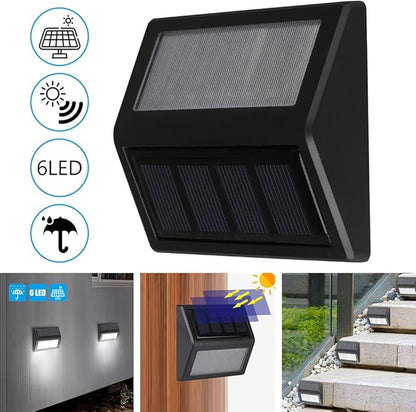 Solar Lights Outdoor, Waterproof Solar Powered Deck Step Lights for Patio Garden Backyard Garage Driveway Pathway Outside Wall Lighting (Warm White/4 Pack)