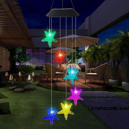 Solar Mobile Lights Hanging Wind Chime, Color Changing Outdoor Solar Garden Decorative Lights for Walkway Pathway Backyard Decoration Parties (Sea Star)