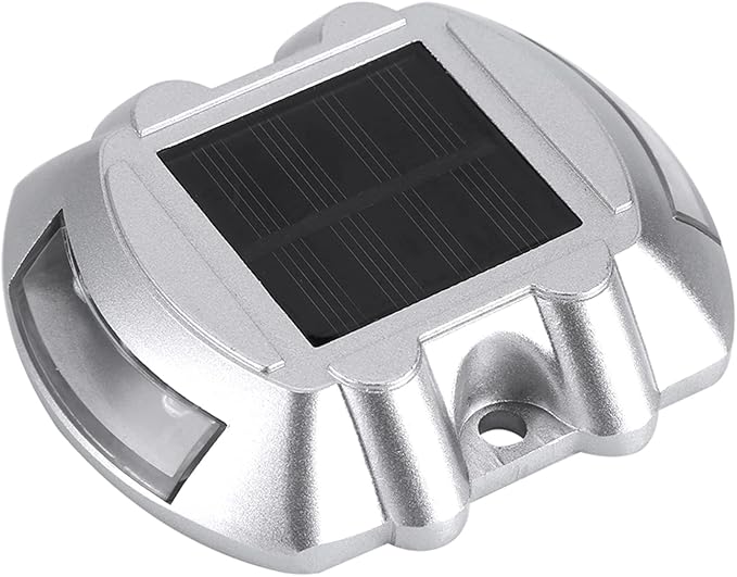 Casting Aluminum Outdoor Solar Pathway Light, 6 LED Waterproof Road Lamp, Red Blue Green Yellow White - Energy Efficient Solar Power, Long Viewing Distance, Ideal for Driveway an (Flashing red)