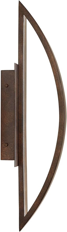 Possini Euro Design Modern Outdoor Wall Light Fixture LED Mottled Coppered Bronze Brown 20 1/2" Arching Steel Frame | Lumora